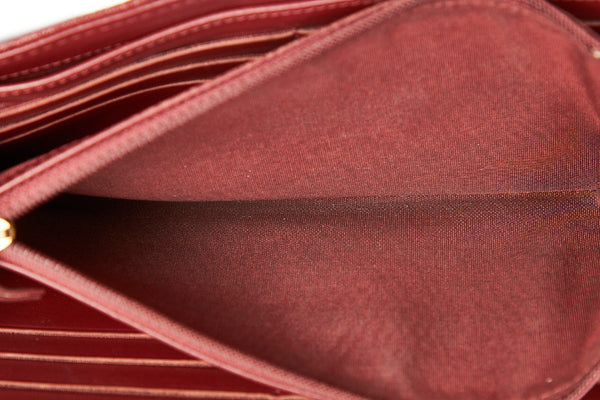 シャネル ボーイシャネル レッドブラウン キャビアスキン 長財布 レディース CHANEL 中古