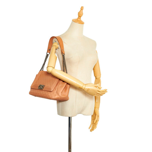 シャネル ボーイシャネル ココマーク ワンショルダーバッグ ハンドバッグ サーモンピンク レザー レディース CHANEL 【中古】