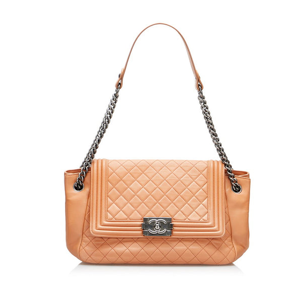 シャネル ボーイシャネル ココマーク ワンショルダーバッグ ハンドバッグ サーモンピンク レザー レディース CHANEL 【中古】