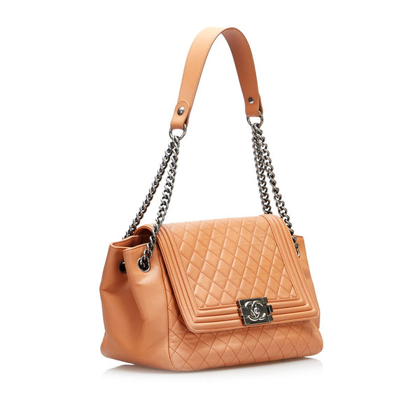 シャネル ボーイシャネル ココマーク ワンショルダーバッグ ハンドバッグ サーモンピンク レザー レディース CHANEL 【中古】