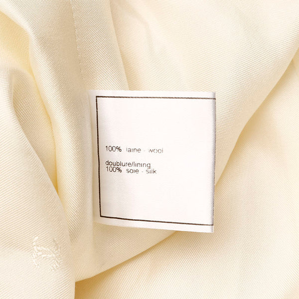 シャネル ホワイト ウール シルク ステンカラーコート レディース CHANEL 【中古】