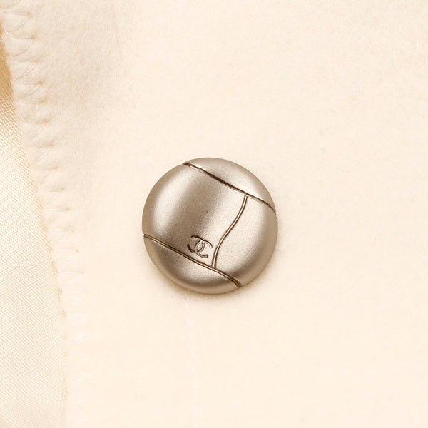 シャネル ホワイト ウール シルク ステンカラーコート レディース CHANEL 【中古】