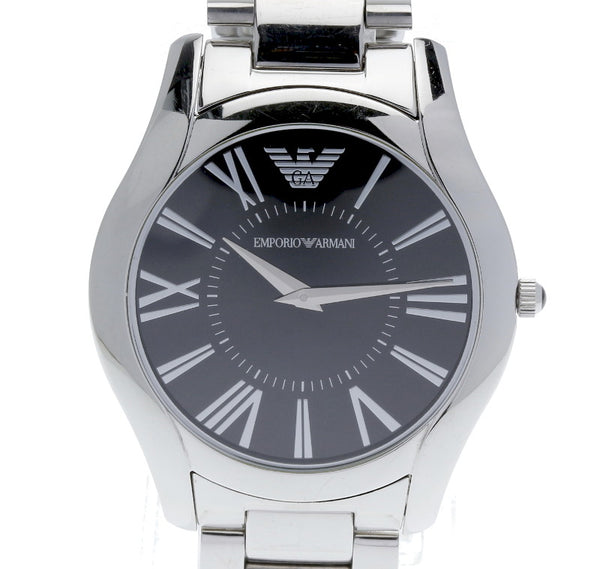 エンポリオ アルマーニ AR-2022 シルバー ステンレススチール 腕時計  Emporio Armani クオーツ ブラック文字盤文字盤 中古