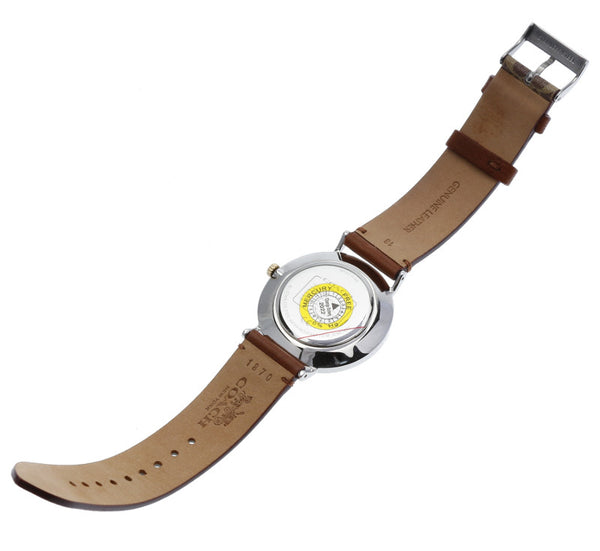 コーチ CA.120.7.14.1601 シルバー ブラウン ステンレススチール レザー 腕時計 メンズ COACH クオーツ シルバー文字盤 中古