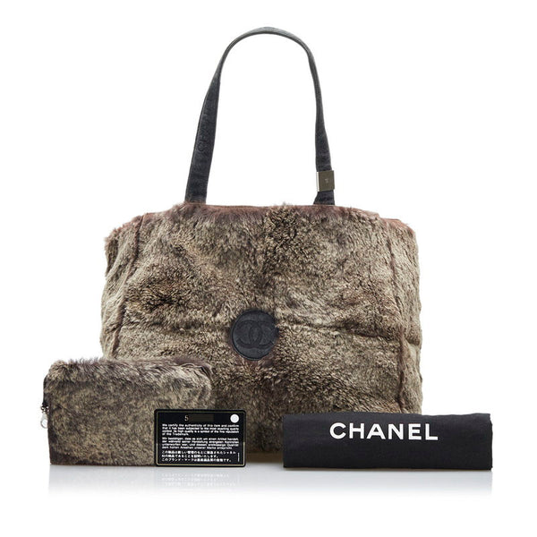 シャネル ハンドバッグ ブラウン ラビットファー スウェード レディース CHANEL 【中古】