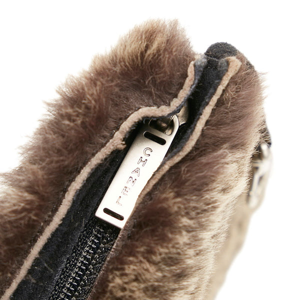 シャネル ハンドバッグ ブラウン ラビットファー スウェード レディース CHANEL 【中古】