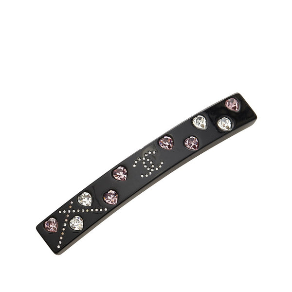 シャネル ハート ラインストーン バレッタ ブラック ピンク クリア プラスチック レディース CHANEL 【中古】