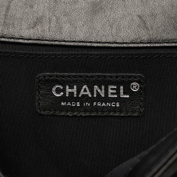 シャネル ボーイシャネル ココマーク チェーン ショルダーバッグ ブルー ブラック レザー レディース CHANEL 【中古】