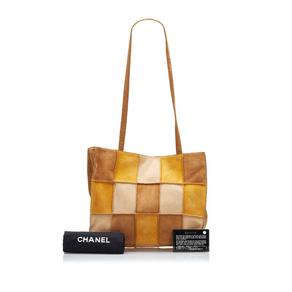 シャネル パッチワーク ハンドバッグ トートバッグ ブラウン スウェード レディース CHANEL 【中古】