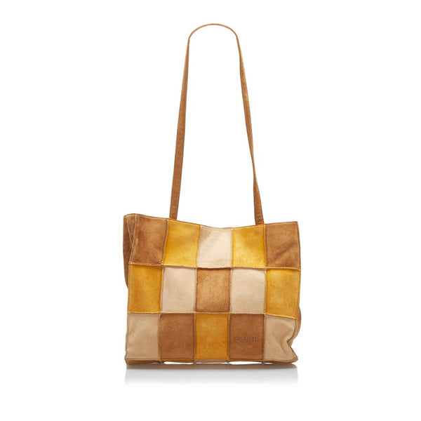 シャネル パッチワーク ハンドバッグ トートバッグ ブラウン スウェード レディース CHANEL 【中古】