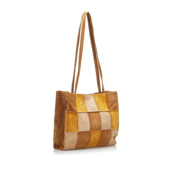 シャネル パッチワーク ハンドバッグ トートバッグ ブラウン スウェード レディース CHANEL 【中古】