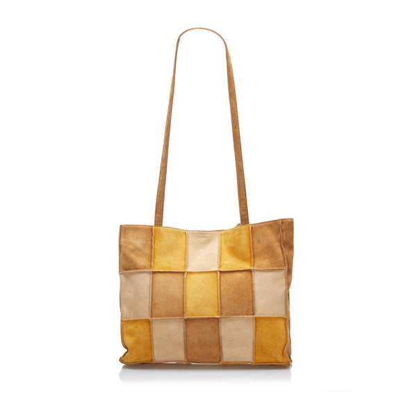 シャネル パッチワーク ハンドバッグ トートバッグ ブラウン スウェード レディース CHANEL 【中古】