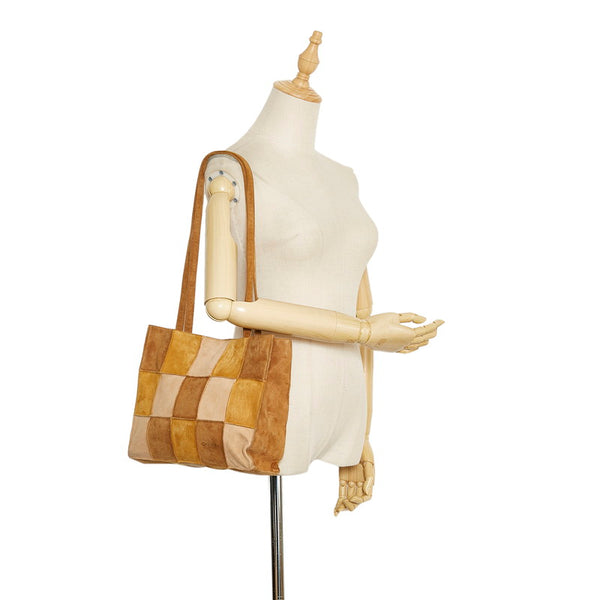 シャネル パッチワーク ハンドバッグ トートバッグ ブラウン スウェード レディース CHANEL 【中古】