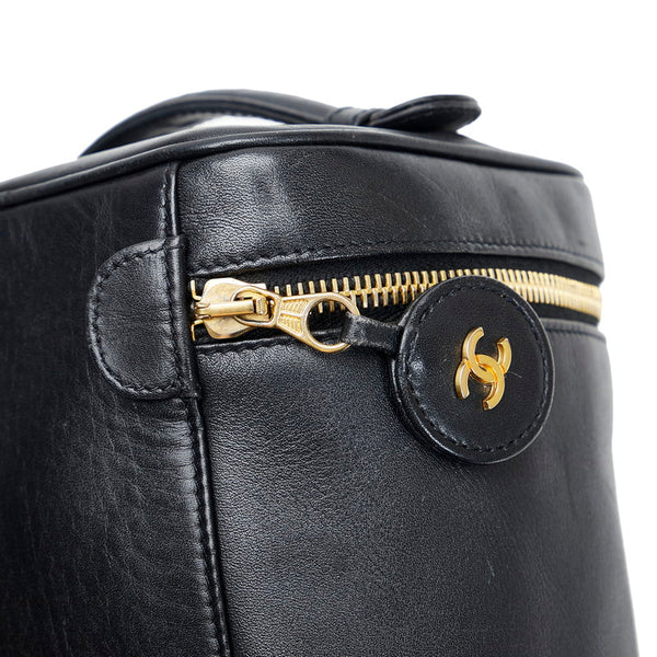 シャネル ビコローレ ココマーク ミニ ハンドバッグ バニティバッグ ブラック レザー レディース CHANEL 【中古】