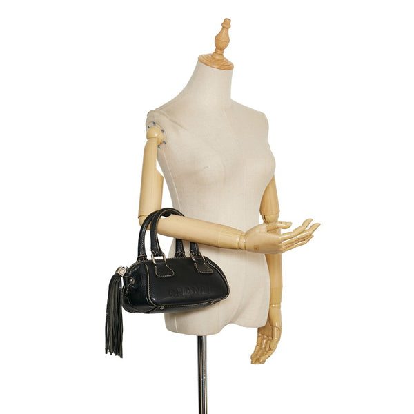 シャネル フリンジ ハンドバッグ ブラック レザー レディース CHANEL 【中古】