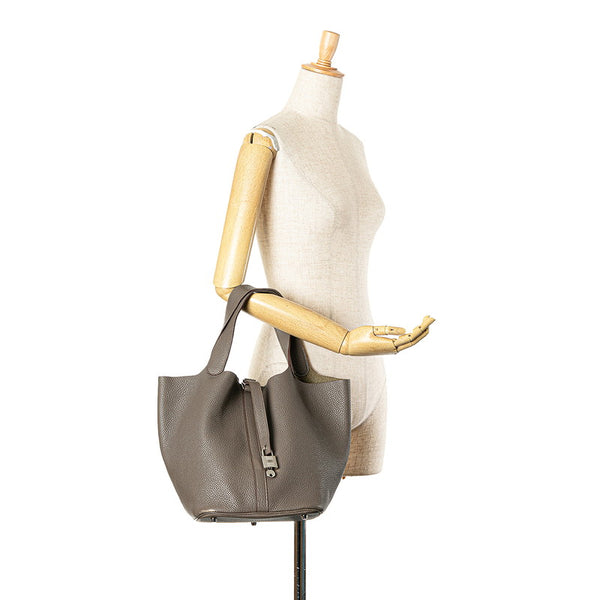 エルメス ピコタンロックGM ハンドバッグ エトゥープ グレー トリヨンクレマンス レディース HERMES 【中古】