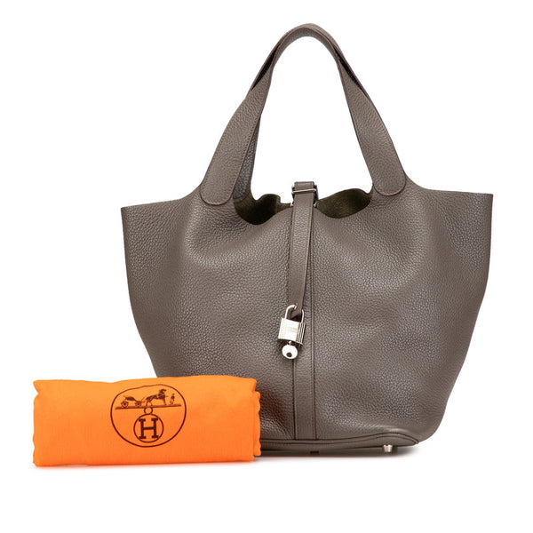 エルメス ピコタンロックGM ハンドバッグ エトゥープ グレー トリヨンクレマンス レディース HERMES 【中古】