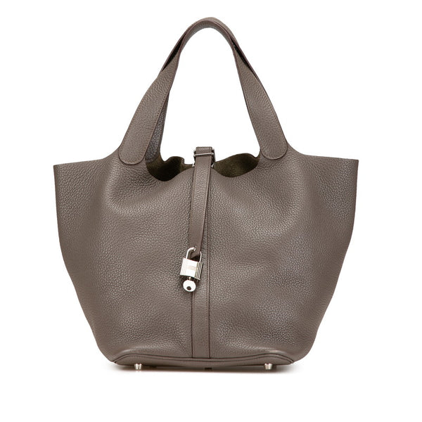 エルメス ピコタンロックGM ハンドバッグ エトゥープ グレー トリヨンクレマンス レディース HERMES 【中古】