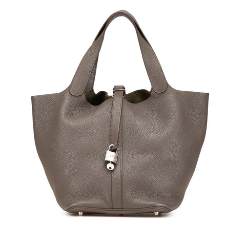 エルメス ピコタンロックGM ハンドバッグ エトゥープ グレー トリヨンクレマンス レディース HERMES 【中古】