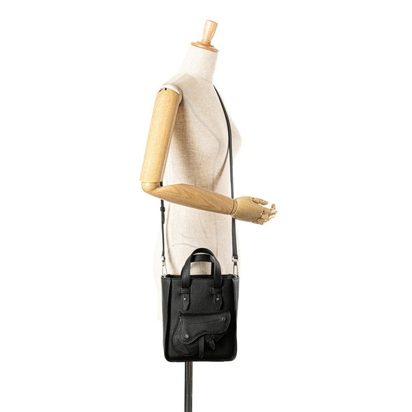 ディオール サドル ミニ トートバッグ ショルダーバッグ 2WAY ブラック レザー レディース Dior 【中古】