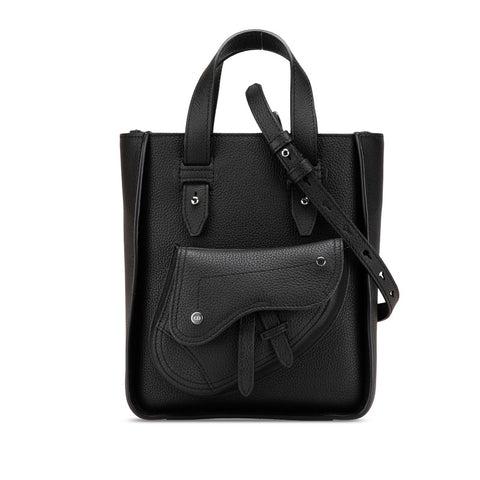ディオール サドル ミニ トートバッグ ショルダーバッグ 2WAY ブラック レザー レディース Dior 【中古】