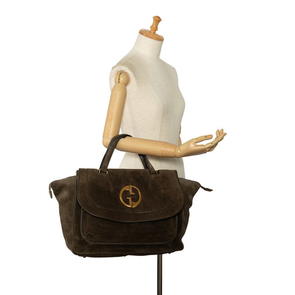 グッチ ダブルG ハンドバッグ ボストンバッグ 251813 ブラウン スウェード レディース GUCCI 【中古】
