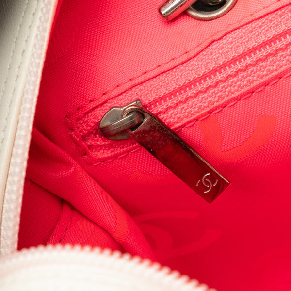 シャネル カンボンライン ココマーク ショルダーバッグ ボーリングバッグ A25171 ホワイト ブラック ラムスキン レディース CHANEL 【中古】