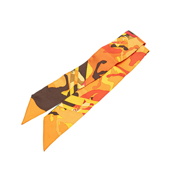 エルメス ツイリー 馬 シュバル ホース スカーフ オレンジ マルチカラー シルク レディース HERMES 【中古】