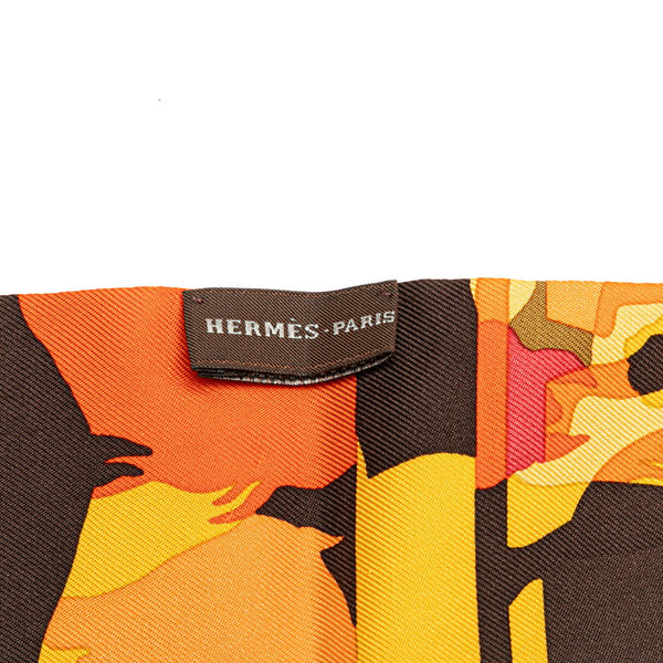 エルメス ツイリー 馬 シュバル ホース スカーフ オレンジ マルチカラー シルク レディース HERMES 【中古】