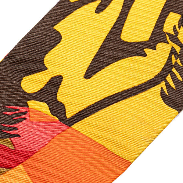 エルメス ツイリー 馬 シュバル ホース スカーフ オレンジ マルチカラー シルク レディース HERMES 【中古】