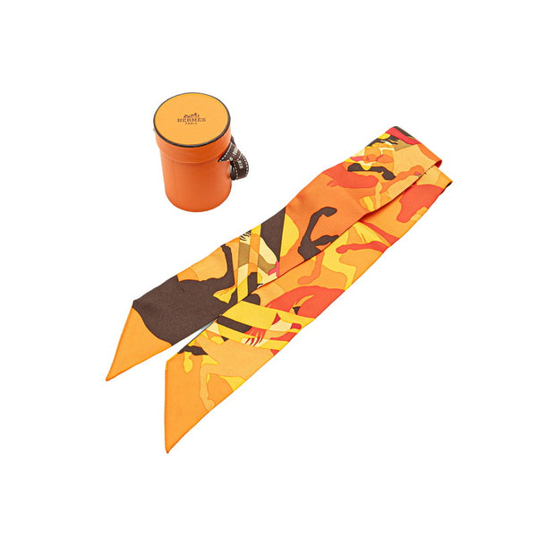 エルメス ツイリー 馬 シュバル ホース スカーフ オレンジ マルチカラー シルク レディース HERMES 【中古】