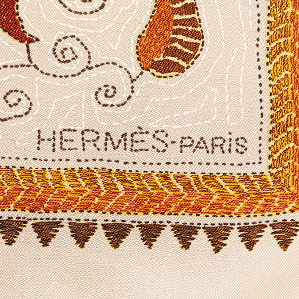 エルメス カレ90 CARRE KANTHA カレカンタ スカーフ ベージュ マルチカラー シルク レディース HERMES 【中古】