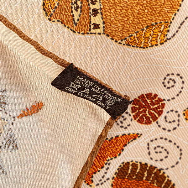 エルメス カレ90 CARRE KANTHA カレカンタ スカーフ ベージュ マルチカラー シルク レディース HERMES 【中古】