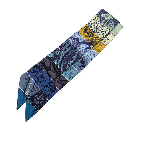 エルメス ツイリー JUNGLE LOVE RAINBOW ジャングル ラブ レインボー  スカーフ ネイビー カーキ マルチカラー シルク レディース HERMES 【中古】