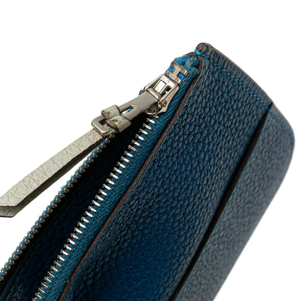 エルメス ドゴンデュオ ドゴンGM 長財布 ライトグレー ブルー トゴ レディース HERMES 【中古】