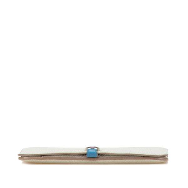 エルメス ドゴンデュオ ドゴンGM 長財布 ライトグレー ブルー トゴ レディース HERMES 【中古】
