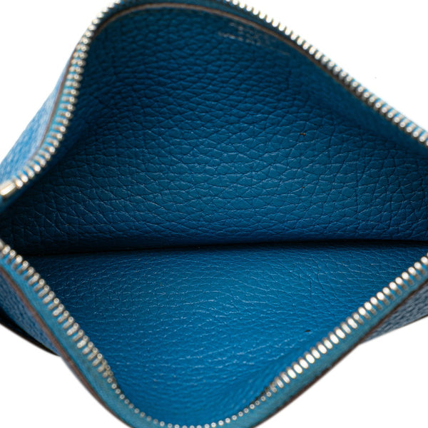 エルメス ドゴンデュオ ドゴンGM 長財布 ライトグレー ブルー トゴ レディース HERMES 【中古】