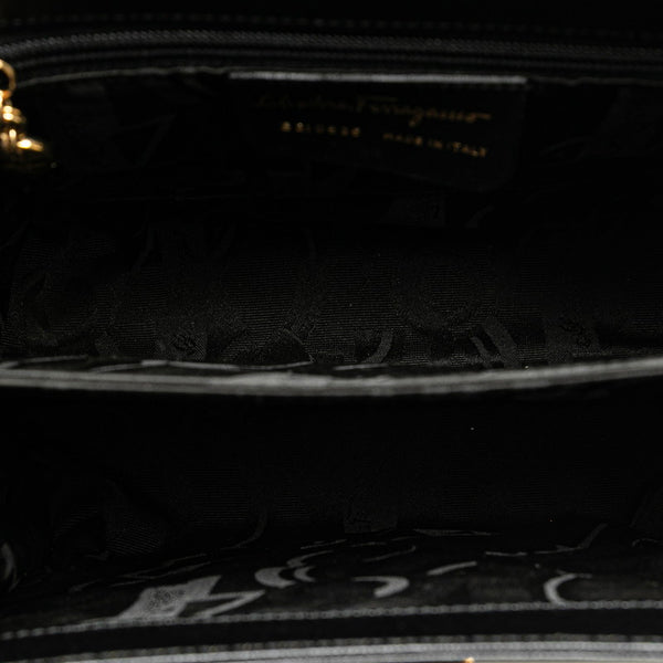 サルヴァトーレフェラガモ ガンチーニ ハンドバッグ ショルダーバッグ 2WAY ブラック レザー レディース Salvatore Ferragamo 【中古】