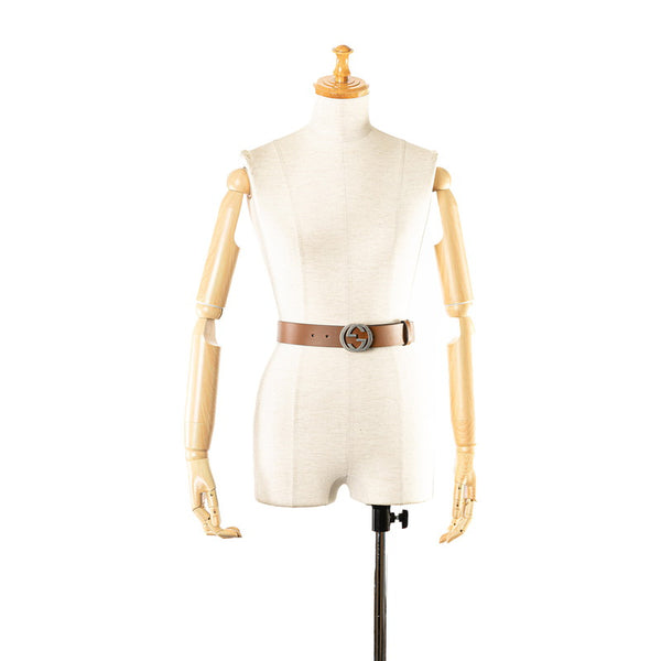 グッチ インターロッキングG ベルト 85/34 546839 ブラウン レザー レディース GUCCI 【中古】