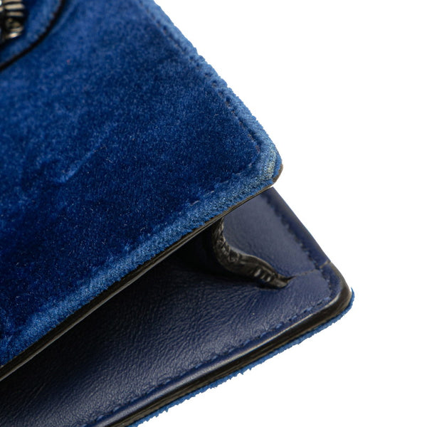 グッチ ディオニュソス チェーン 斜め掛け ショルダーバッグ 476432 ブルー ベロア レディース GUCCI 【中古】
