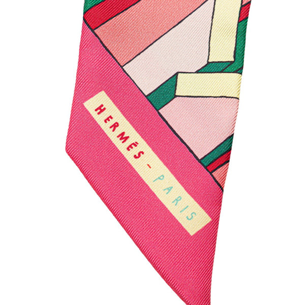 エルメス ツイリー ON A SUMMER DAY オン ア サマーデイ スカーフ ピンク グリーン マルチカラー シルク レディース HERMES 【中古】