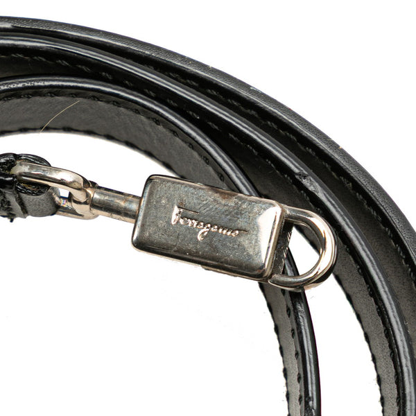 サルヴァトーレフェラガモ ガンチーニ ハンドバッグ ショルダーバッグ 2WAY DY-21 0166 ブラック レザー レディース Salvatore Ferragamo 【中古】