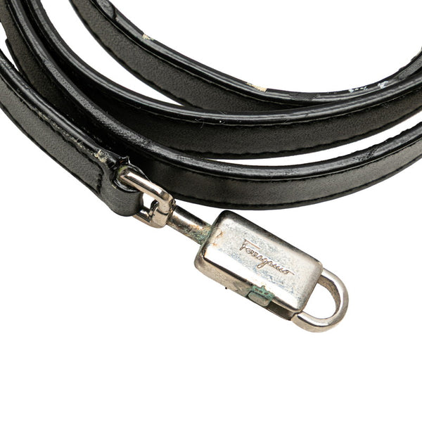 サルヴァトーレフェラガモ ガンチーニ ハンドバッグ ショルダーバッグ 2WAY DY-21 0166 ブラック レザー レディース Salvatore Ferragamo 【中古】