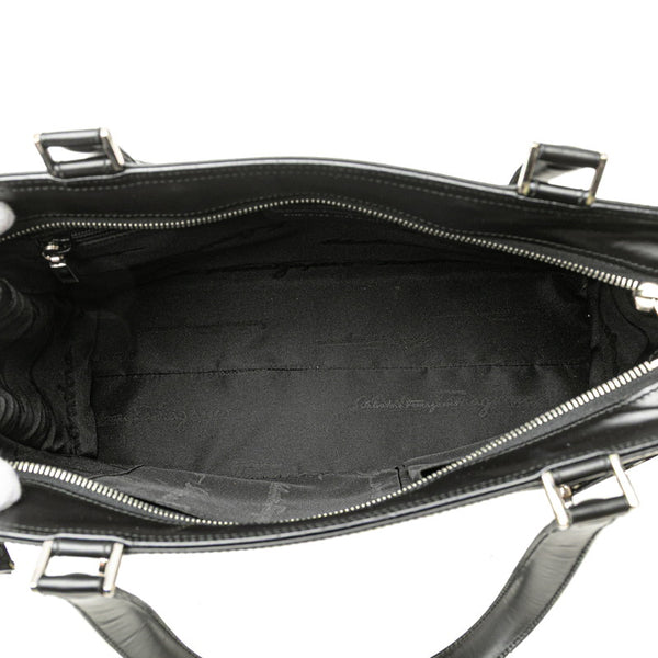 サルヴァトーレフェラガモ ガンチーニ ハンドバッグ ショルダーバッグ 2WAY DY-21 0166 ブラック レザー レディース Salvatore Ferragamo 【中古】