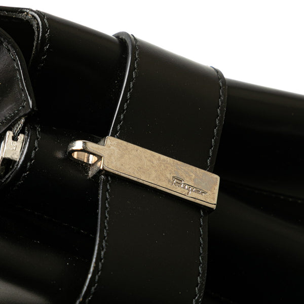 サルヴァトーレフェラガモ ガンチーニ ハンドバッグ ショルダーバッグ 2WAY DY-21 0166 ブラック レザー レディース Salvatore Ferragamo 【中古】