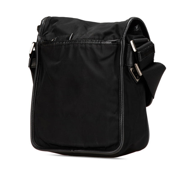 プラダ 三角ロゴプレート ショルダーバッグ ブラック ナイロン レザー レディース PRADA 【中古】