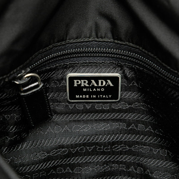 プラダ 三角ロゴプレート ショルダーバッグ ブラック ナイロン レザー レディース PRADA 【中古】