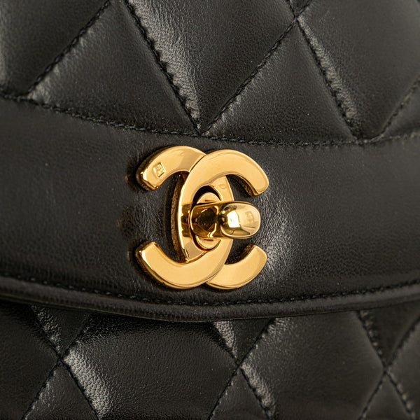 シャネル マトラッセ ダイアナ25 ココマーク 斜め掛け チェーン ショルダーバッグ ブラック ラムスキン レディース CHANEL 【中古】