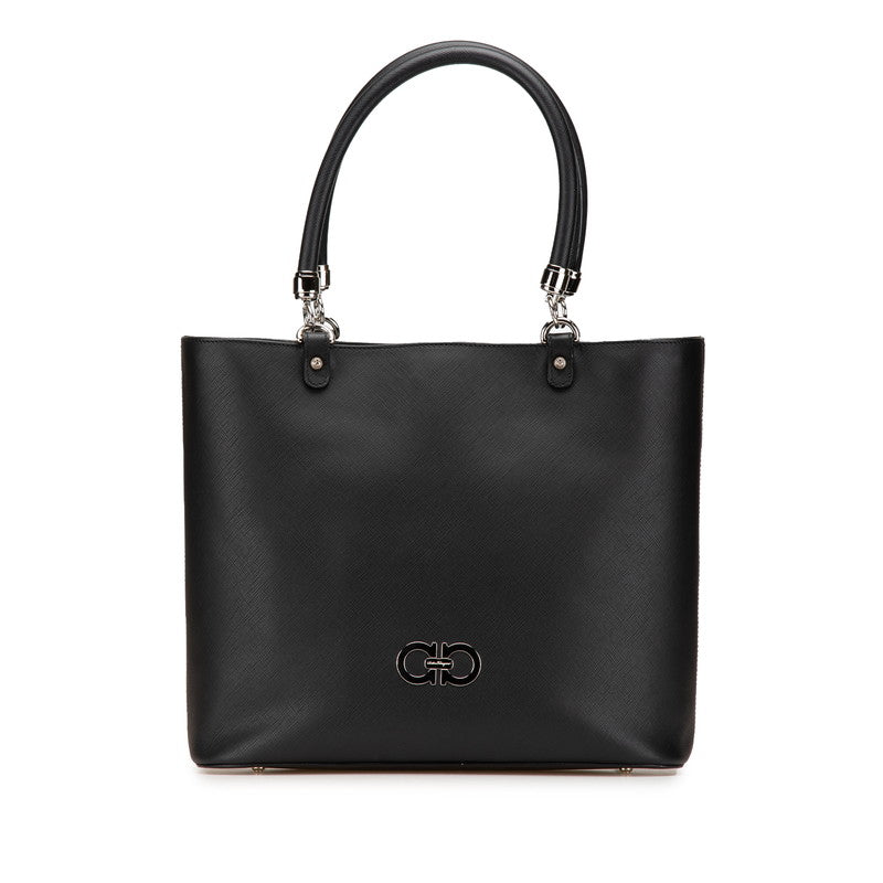 サルヴァトーレフェラガモ ガンチーニ トートバッグ ブラック PVC レザー レディース Salvatore Ferragamo 【中古】