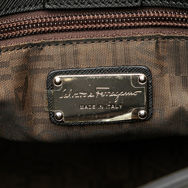 サルヴァトーレフェラガモ ガンチーニ トートバッグ ブラック PVC レザー レディース Salvatore Ferragamo 【中古】